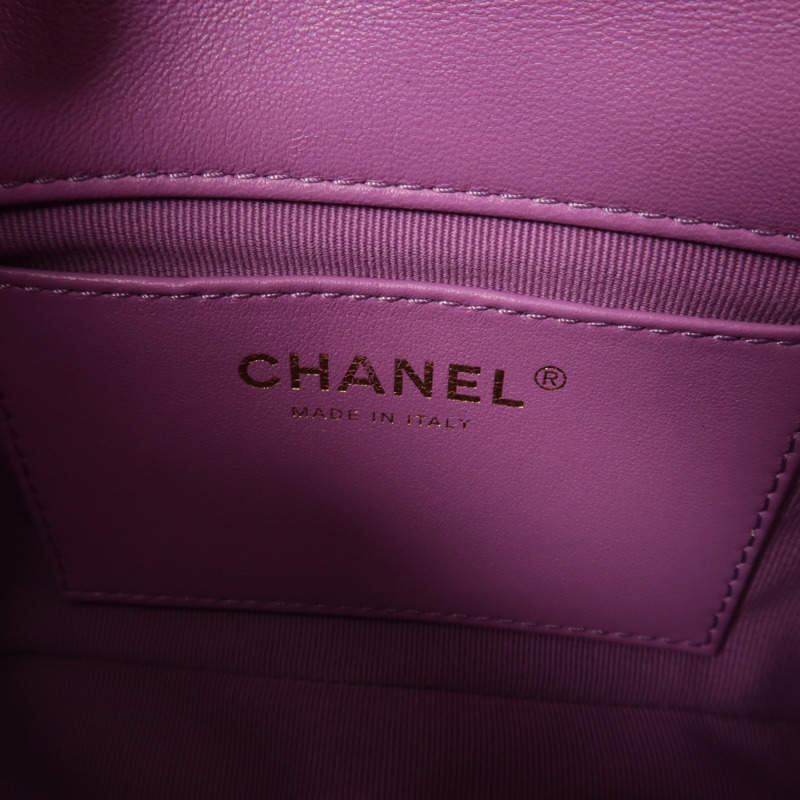 CHANEL 羊皮皮革Mini Flap Bag金扣鏈帶肩背袋-11