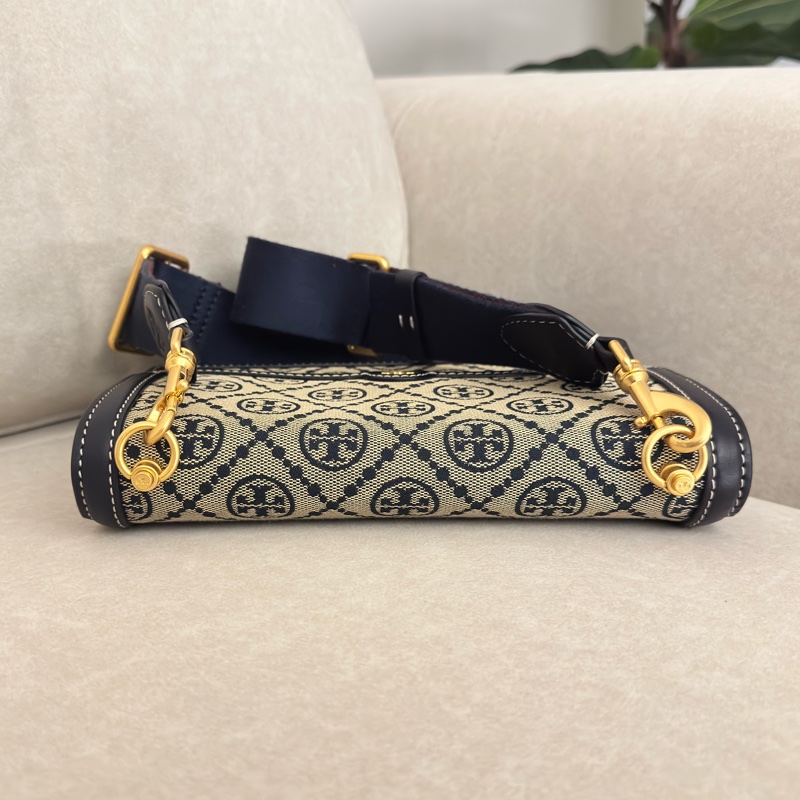 TORY BURCH T-monogram 老花 (深藍)風琴包 斜背包-2