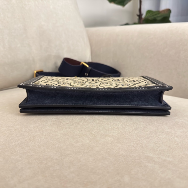 TORY BURCH T-monogram 老花 (深藍)風琴包 斜背包-3