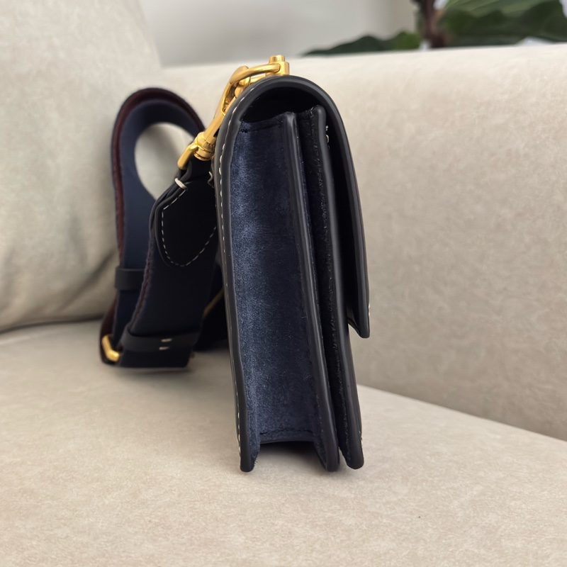 TORY BURCH T-monogram 老花 (深藍)風琴包 斜背包-4