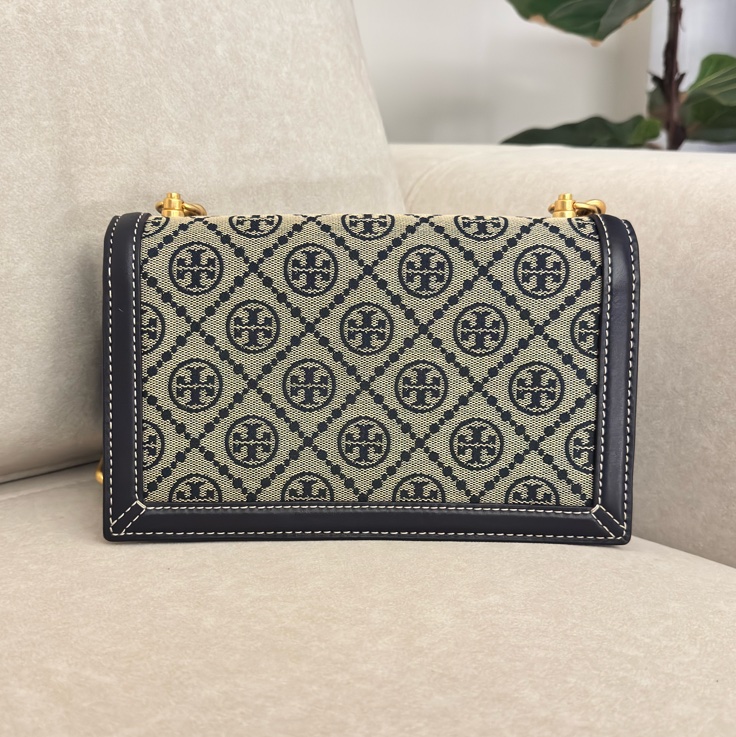 TORY BURCH T-monogram 老花 (深藍)風琴包 斜背包-6