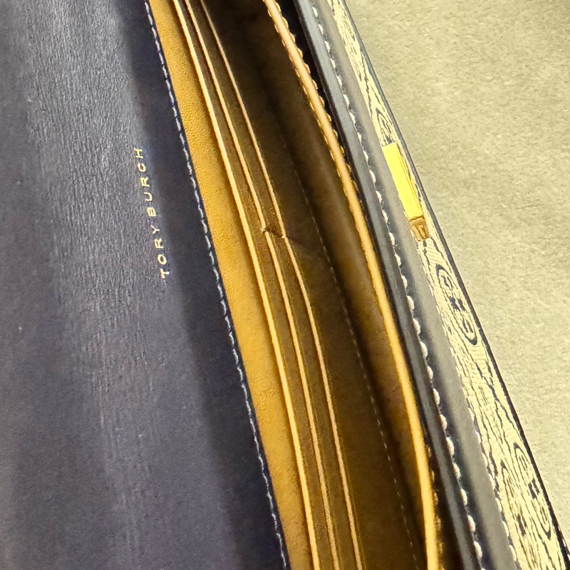 TORY BURCH T-monogram 老花 (深藍)風琴包 斜背包-8