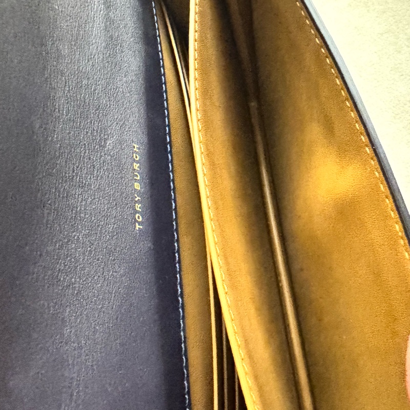 TORY BURCH T-monogram 老花 (深藍)風琴包 斜背包-9