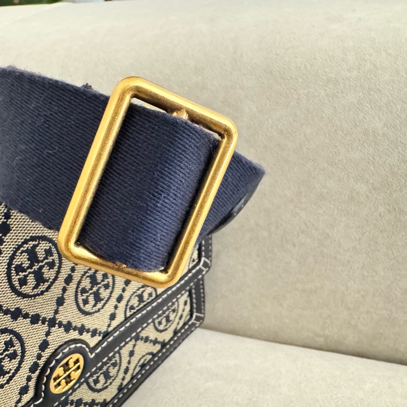 TORY BURCH T-monogram 老花 (深藍)風琴包 斜背包-12