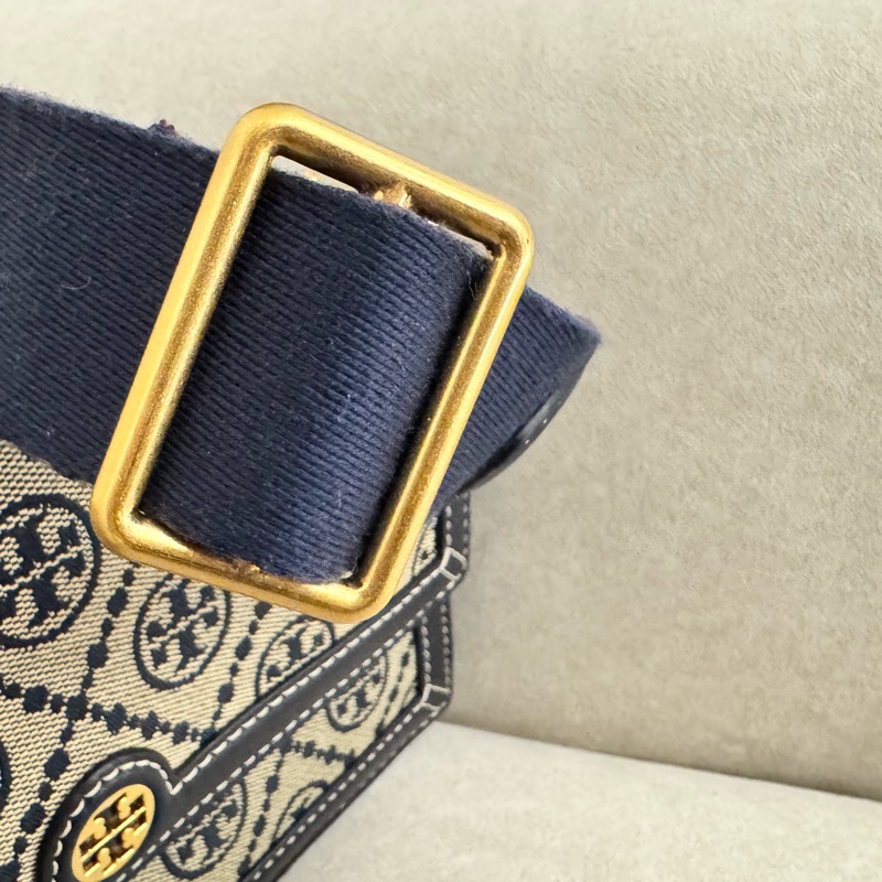 TORY BURCH T-monogram 老花 (深藍)風琴包 斜背包-17