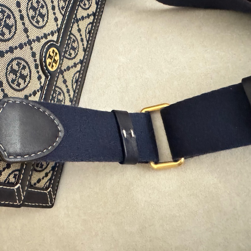 TORY BURCH T-monogram 老花 (深藍)風琴包 斜背包-18