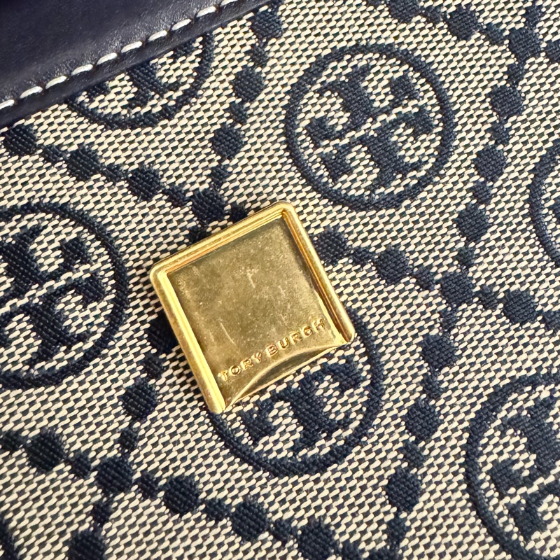 TORY BURCH T-monogram 老花 (深藍)風琴包 斜背包-19