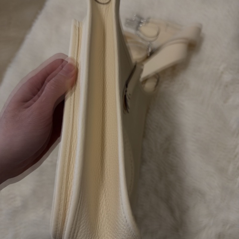 愛馬仕Evelyn29 奶油白 拼帆布 B刻-2