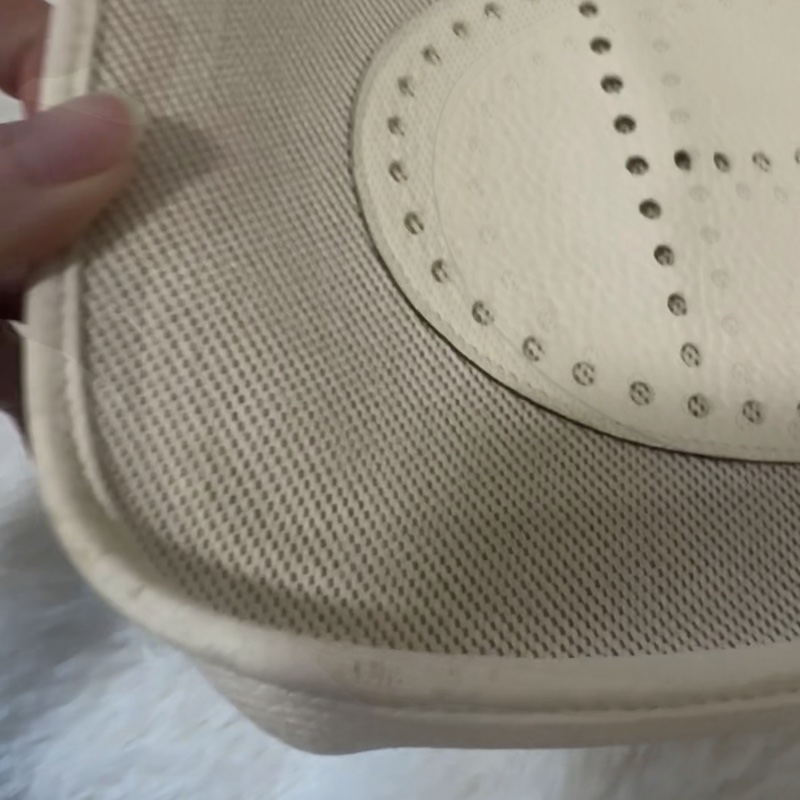 愛馬仕Evelyn29 奶油白 拼帆布 B刻-4