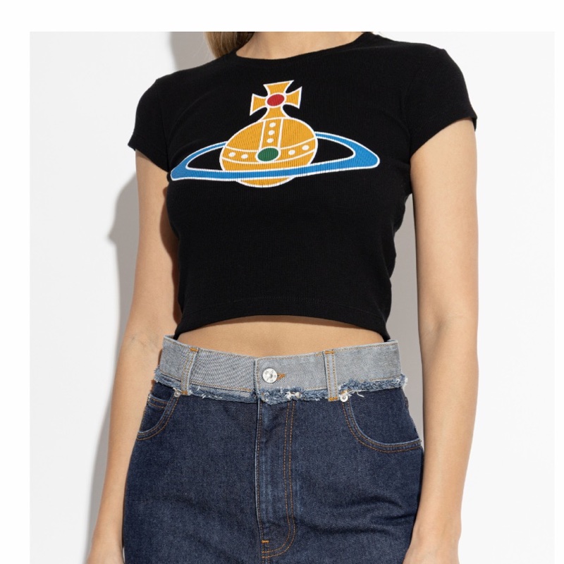 Vivienne Westwood 女士 羅紋 Logo T 恤XS S M L碼-0