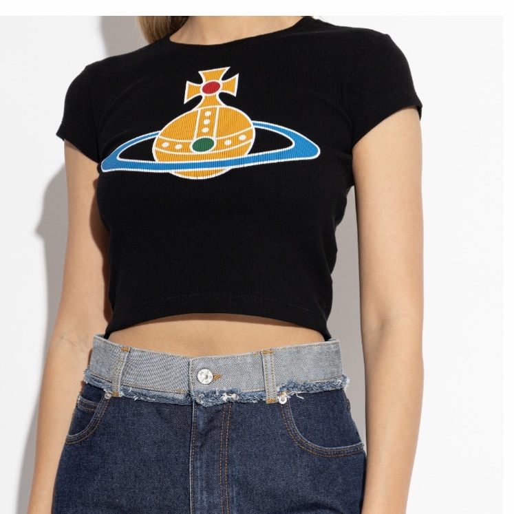 Vivienne Westwood 女士 羅紋 Logo T 恤XS S M L碼-5