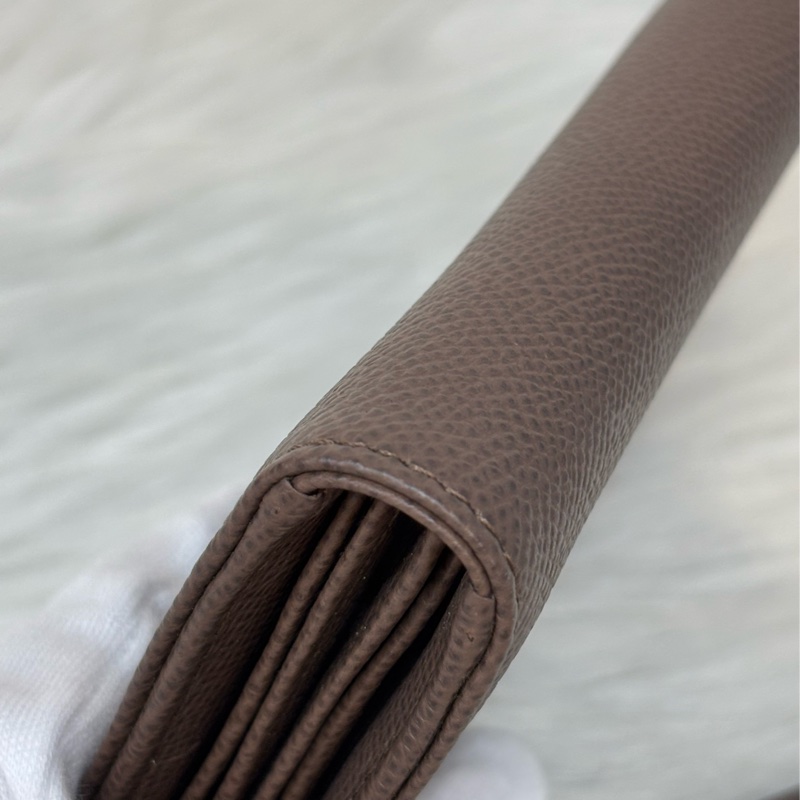 Tods 摩卡色 灰色 EPSOM 牛皮 金牌 拉鍊 長夾 皮夾 錢包 發財包-13