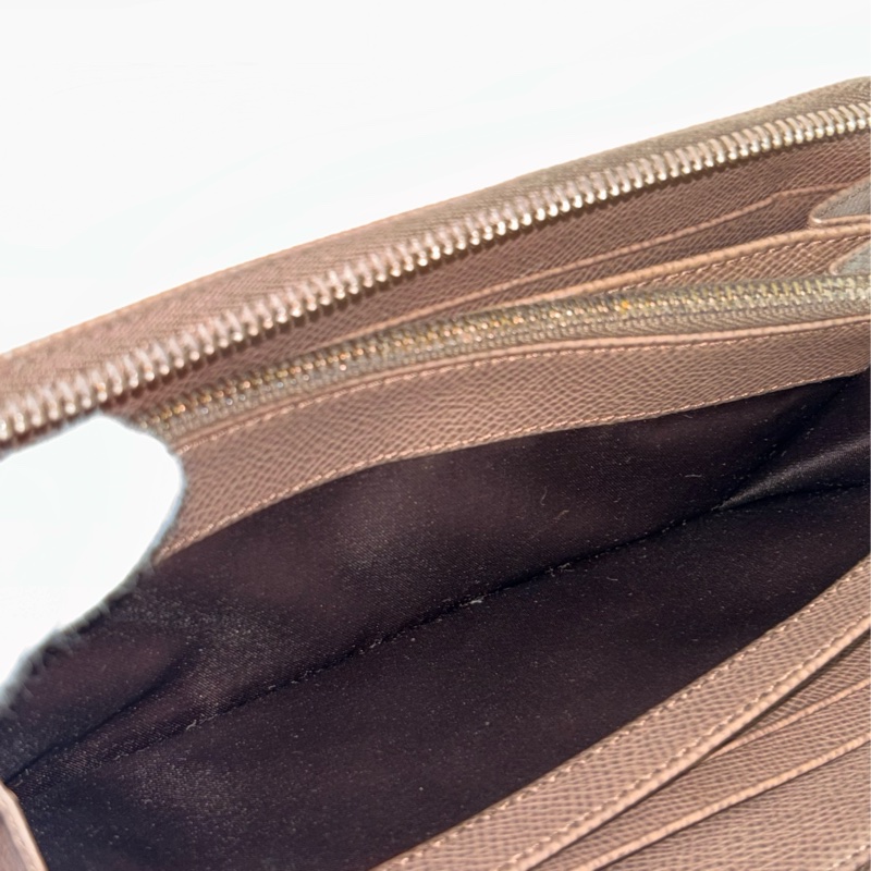 Tods 摩卡色 灰色 EPSOM 牛皮 金牌 拉鍊 長夾 皮夾 錢包 發財包-27