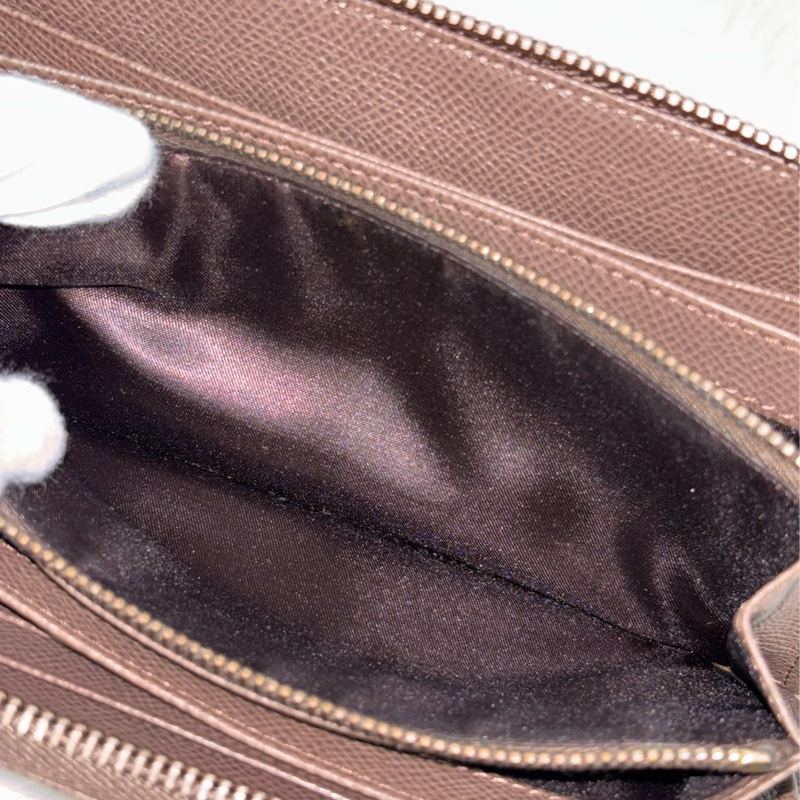 Tods 摩卡色 灰色 EPSOM 牛皮 金牌 拉鍊 長夾 皮夾 錢包 發財包-39