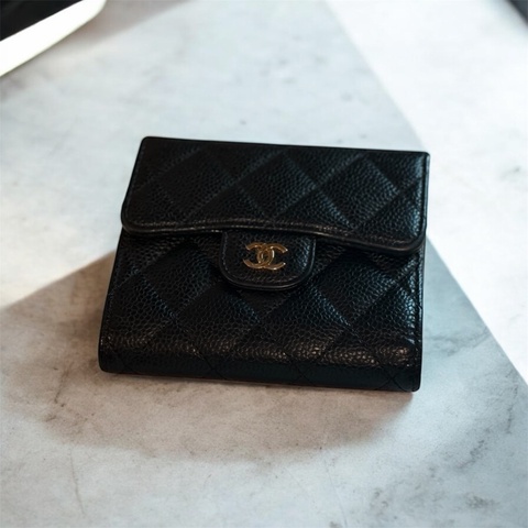 Chanel經典小翻蓋黑牛皮錢包  Chanel Classic Small Flap Wallet in Black Calfskin