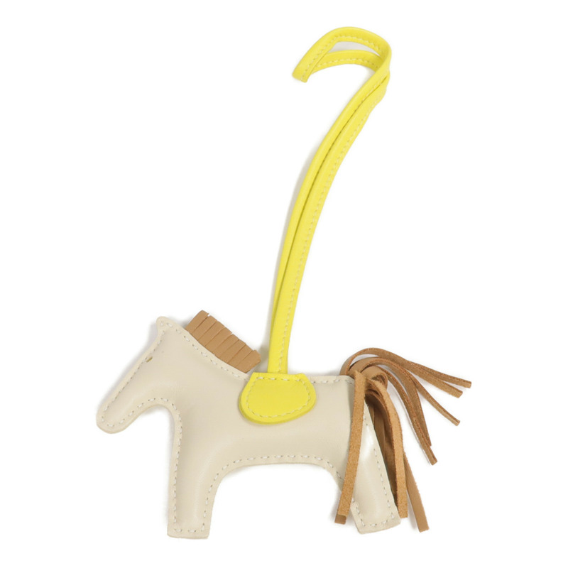 HERMES Milo皮革Rodeo PM掛飾Craie/Chai/Lime-0