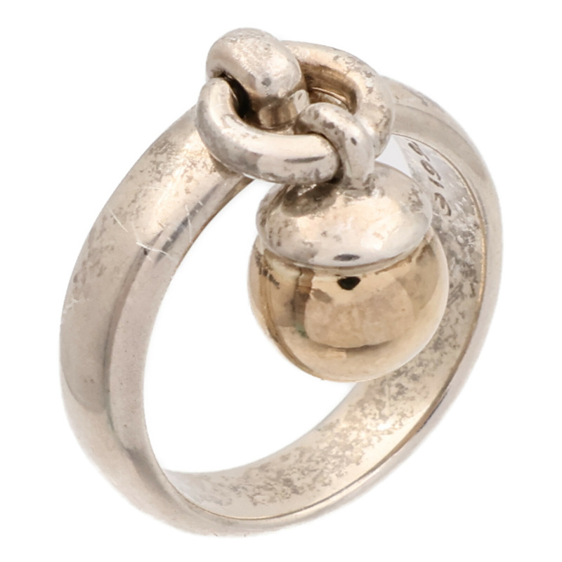 TIFFANY&CO 925純銀/18K黃金Ball Dangle Ring戒指US#6-0