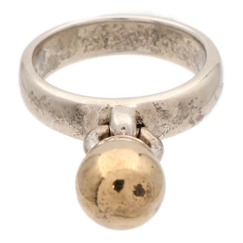 TIFFANY&CO 925純銀/18K黃金Ball Dangle Ring戒指US#6-1