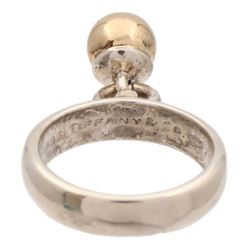 TIFFANY&CO 925純銀/18K黃金Ball Dangle Ring戒指US#6-3