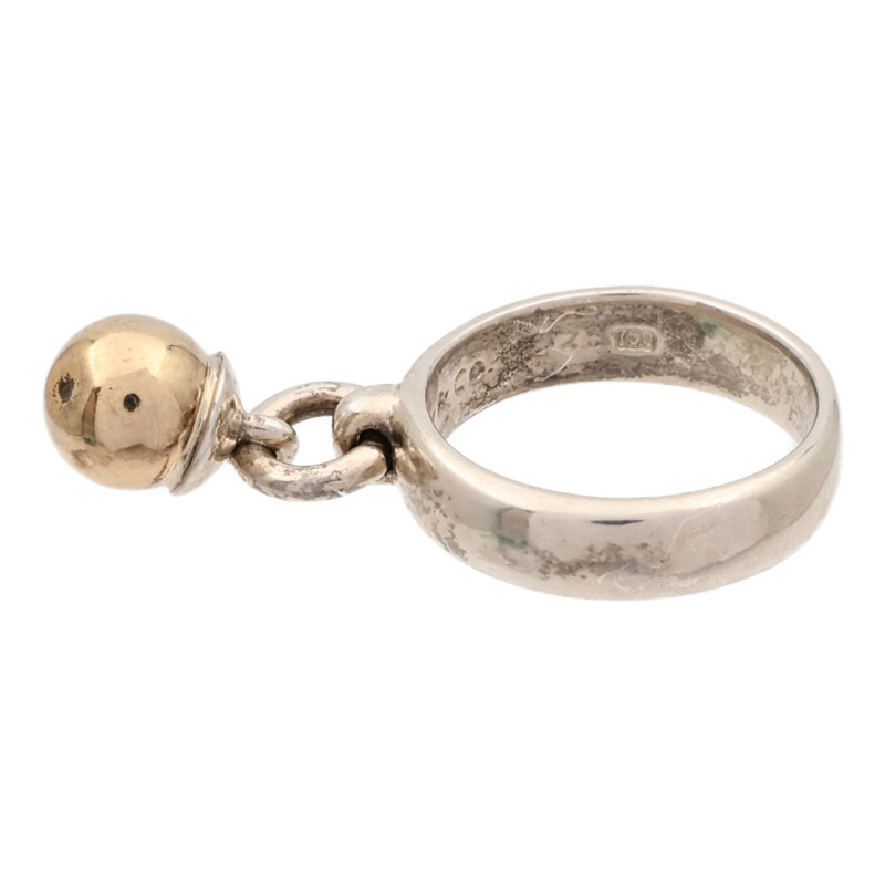 TIFFANY&CO 925純銀/18K黃金Ball Dangle Ring戒指US#6-4
