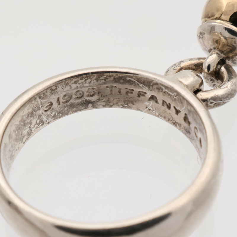 TIFFANY&CO 925純銀/18K黃金Ball Dangle Ring戒指US#6-6