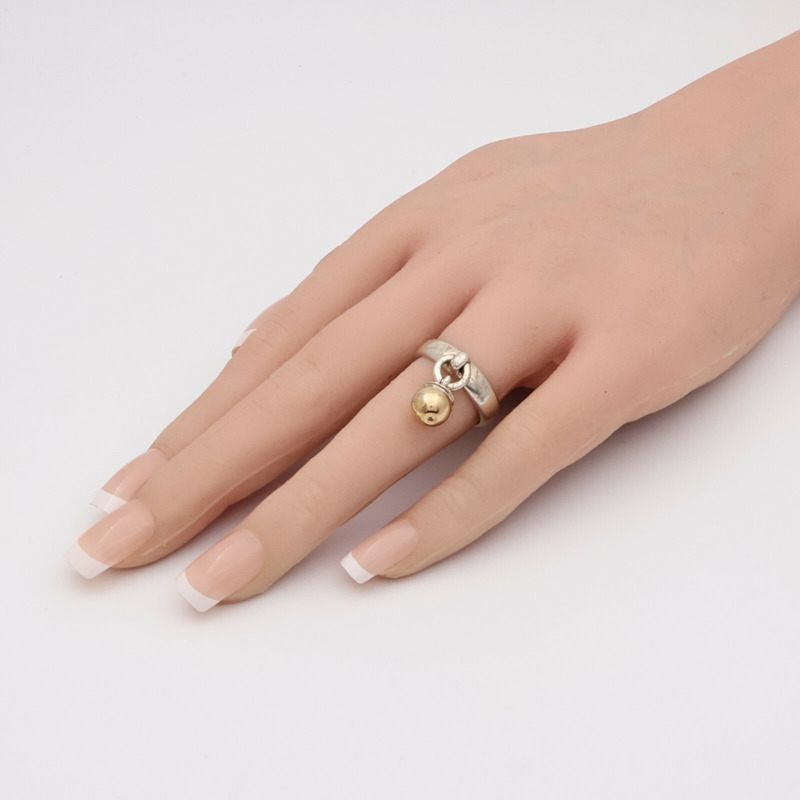 TIFFANY&CO 925純銀/18K黃金Ball Dangle Ring戒指US#6-9