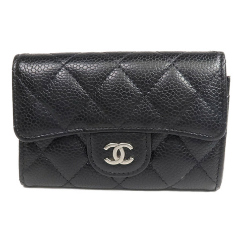 CHANEL 牛皮皮革Card Case銀扣卡片套