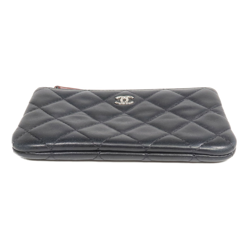 CHANEL 羊皮皮革Mini Pouch銀扣手拿包-5