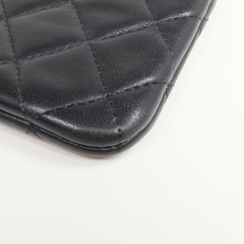 CHANEL 羊皮皮革Mini Pouch銀扣手拿包-6