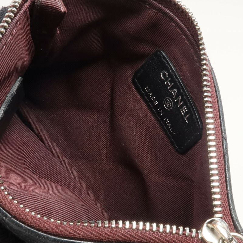 CHANEL 羊皮皮革Mini Pouch銀扣手拿包-13