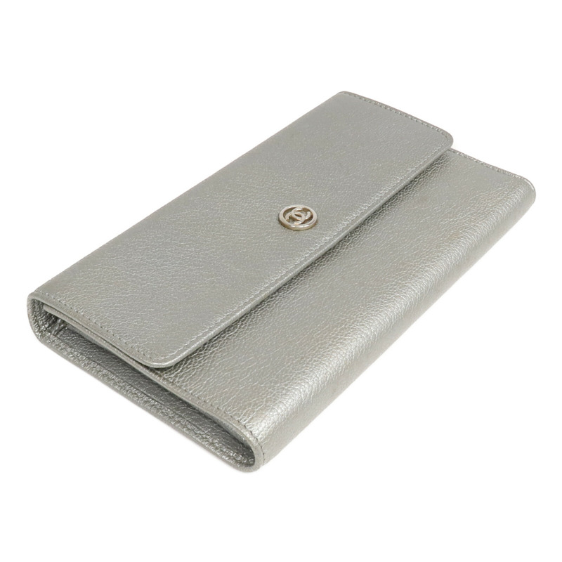 CHANEL 牛皮皮革Long Wallet銀扣長錢包-3