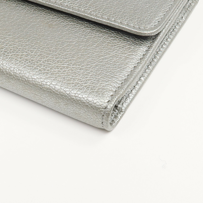 CHANEL 牛皮皮革Long Wallet銀扣長錢包-6
