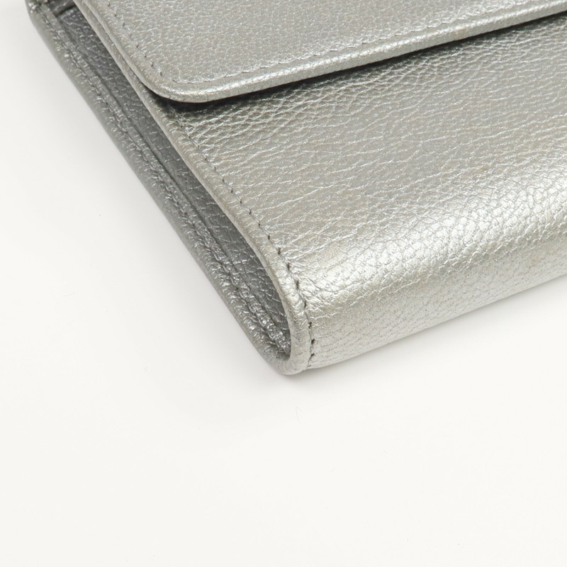 CHANEL 牛皮皮革Long Wallet銀扣長錢包-7