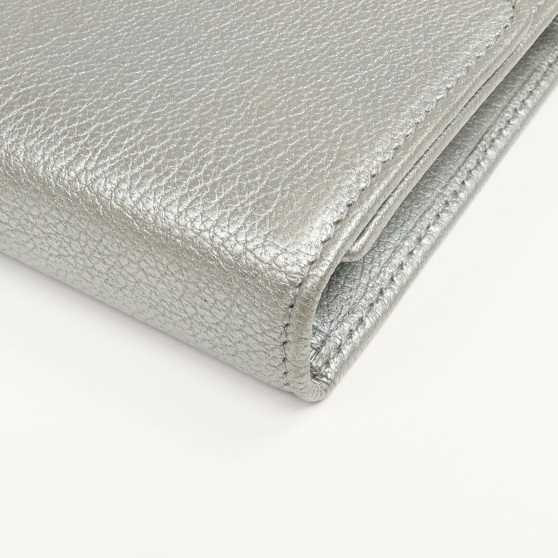 CHANEL 牛皮皮革Long Wallet銀扣長錢包-9