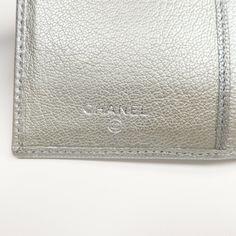 CHANEL 牛皮皮革Long Wallet銀扣長錢包-14