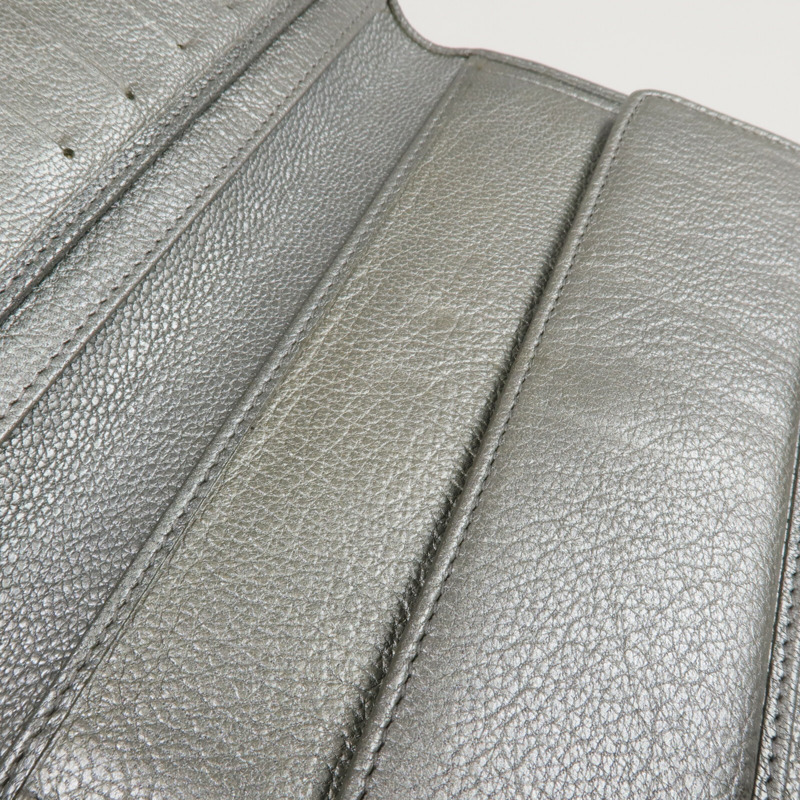 CHANEL 牛皮皮革Long Wallet銀扣長錢包-16