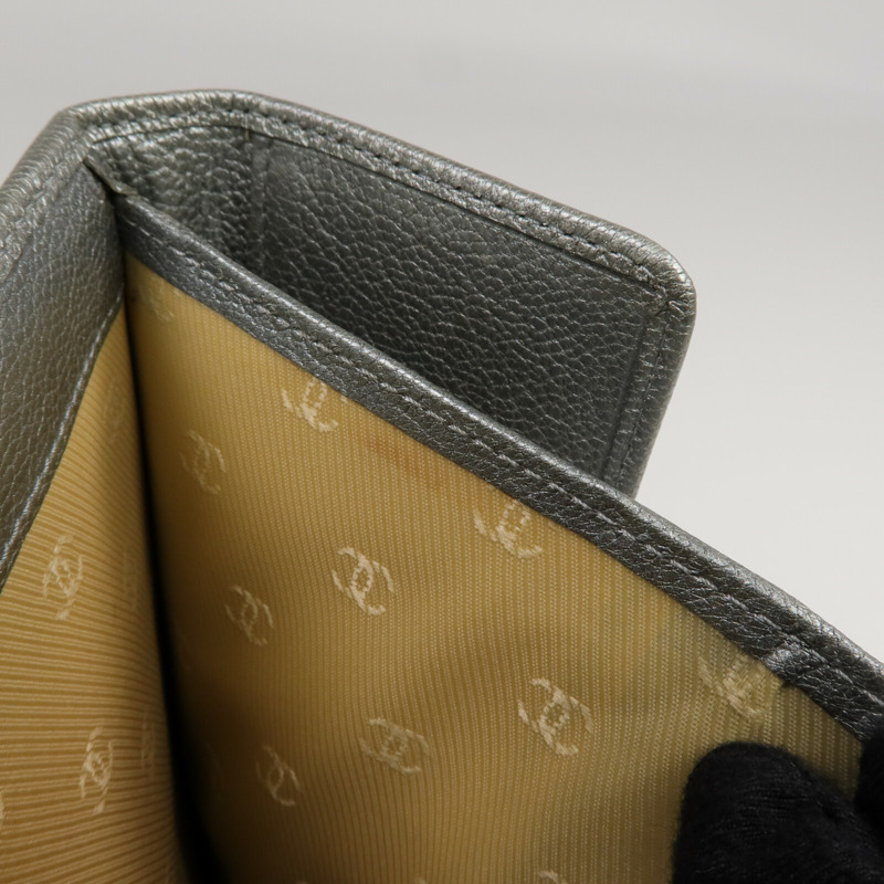 CHANEL 牛皮皮革Long Wallet銀扣長錢包-18