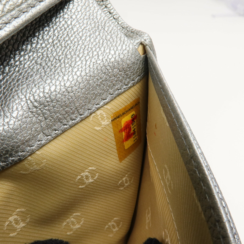 CHANEL 牛皮皮革Long Wallet銀扣長錢包-20