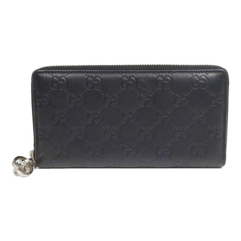 GUCCI 牛皮皮革Zipper Long Wallet銀扣長錢包-0