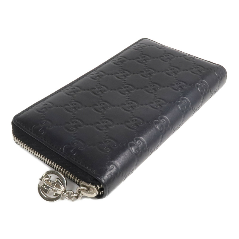 GUCCI 牛皮皮革Zipper Long Wallet銀扣長錢包-3