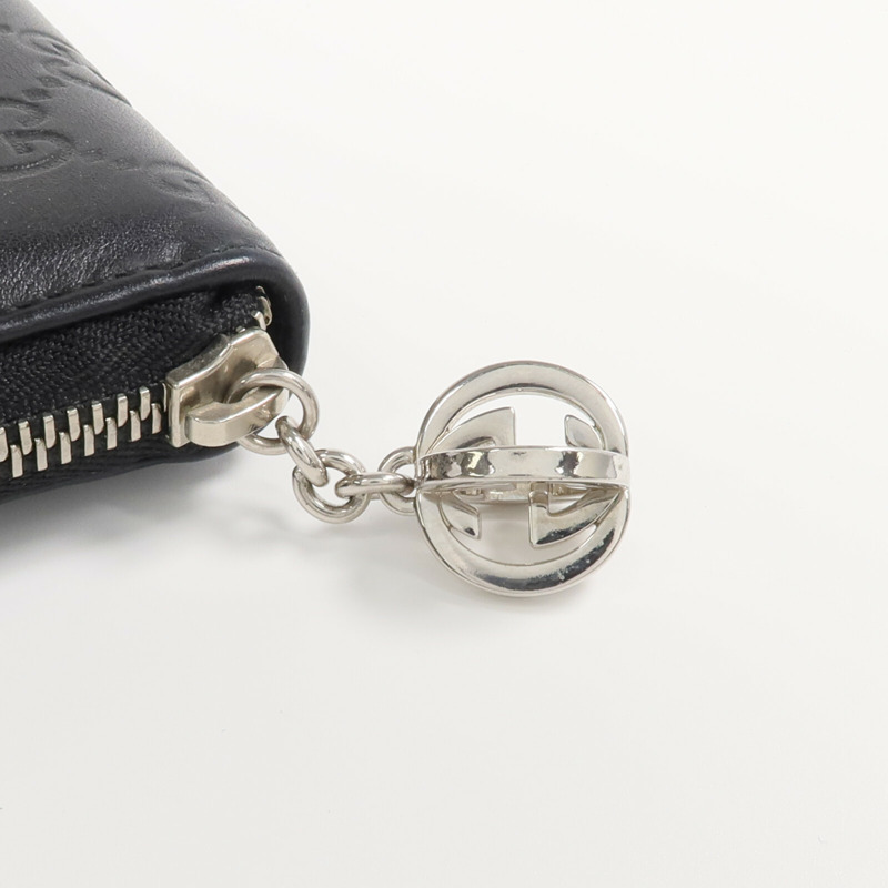 GUCCI 牛皮皮革Zipper Long Wallet銀扣長錢包-10