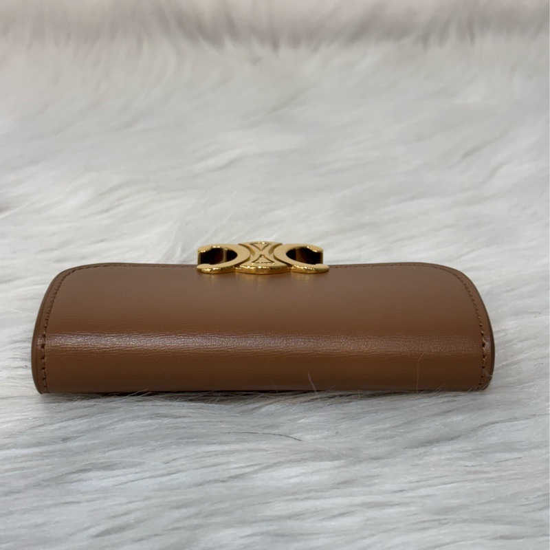 CELINE TRIOMPHE 10I583 金釦凱旋門金棕金牛皮 BOX 零錢包卡夾信用卡包名片夾短夾錢包-11