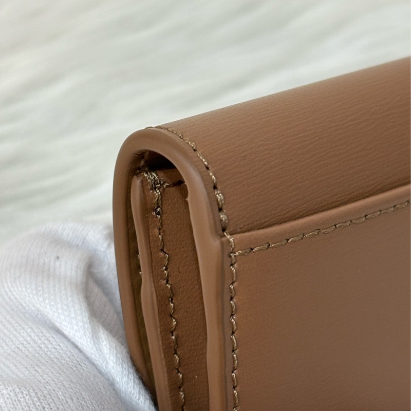 CELINE TRIOMPHE 10I583 金釦凱旋門金棕金牛皮 BOX 零錢包卡夾信用卡包名片夾短夾錢包-14