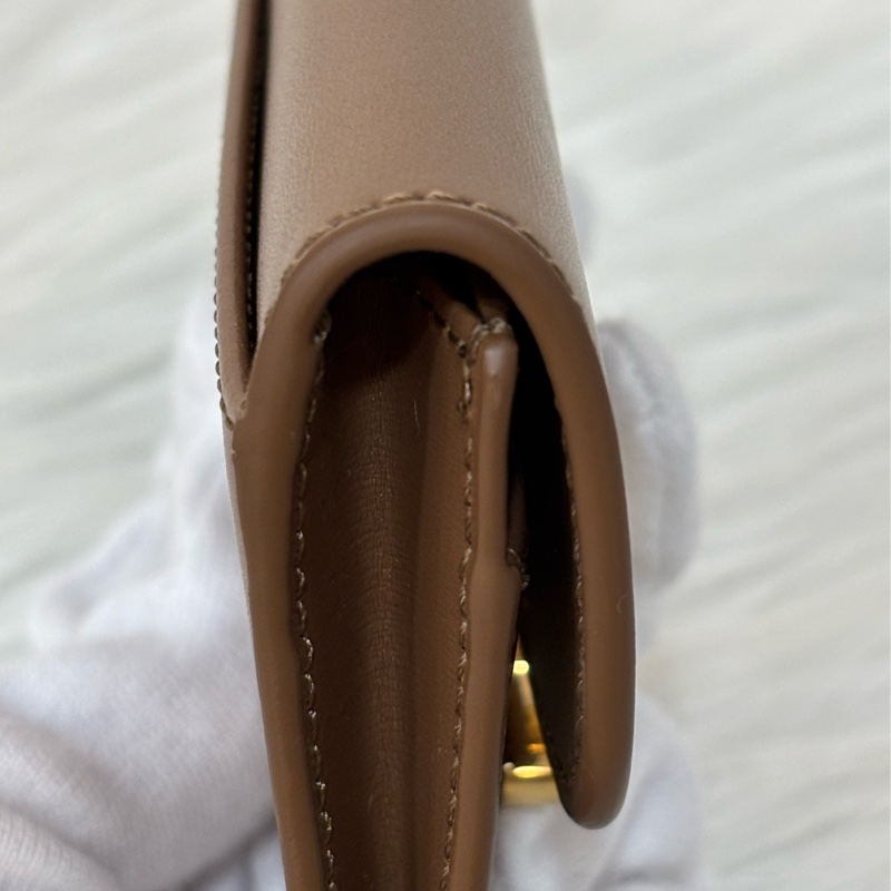 CELINE TRIOMPHE 10I583 金釦凱旋門金棕金牛皮 BOX 零錢包卡夾信用卡包名片夾短夾錢包-16