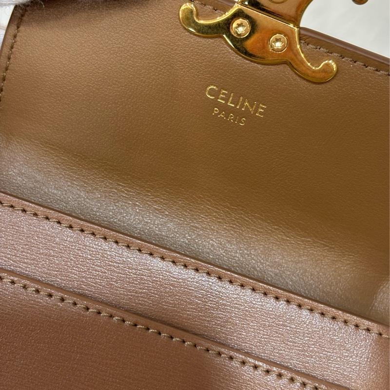 CELINE TRIOMPHE 10I583 金釦凱旋門金棕金牛皮 BOX 零錢包卡夾信用卡包名片夾短夾錢包-23