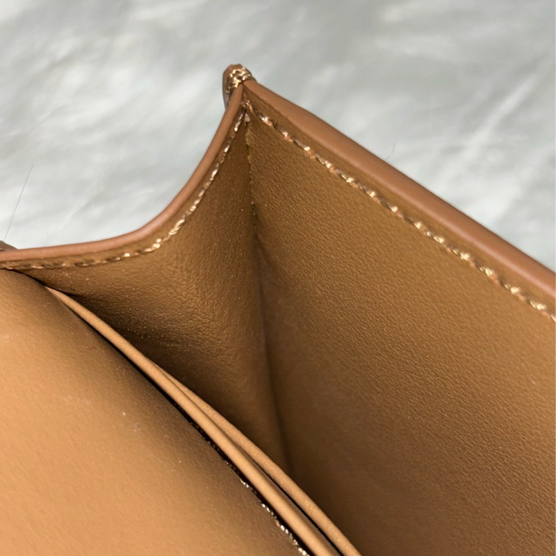 CELINE TRIOMPHE 10I583 金釦凱旋門金棕金牛皮 BOX 零錢包卡夾信用卡包名片夾短夾錢包-31