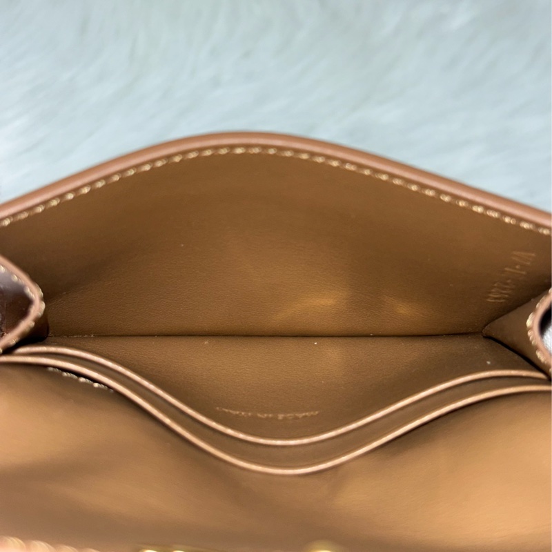CELINE TRIOMPHE 10I583 金釦凱旋門金棕金牛皮 BOX 零錢包卡夾信用卡包名片夾短夾錢包-34