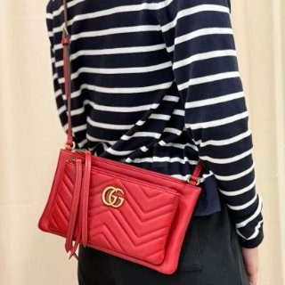 Gucci紅色馬夢二合一拉鍊斜背包453878-0