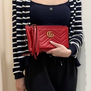 Gucci紅色馬夢二合一拉鍊斜背包453878-2