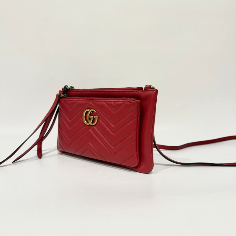 Gucci紅色馬夢二合一拉鍊斜背包453878-3